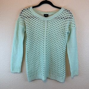 Rue21 Mint green sweater S light weight see through crochet cozy soft winter